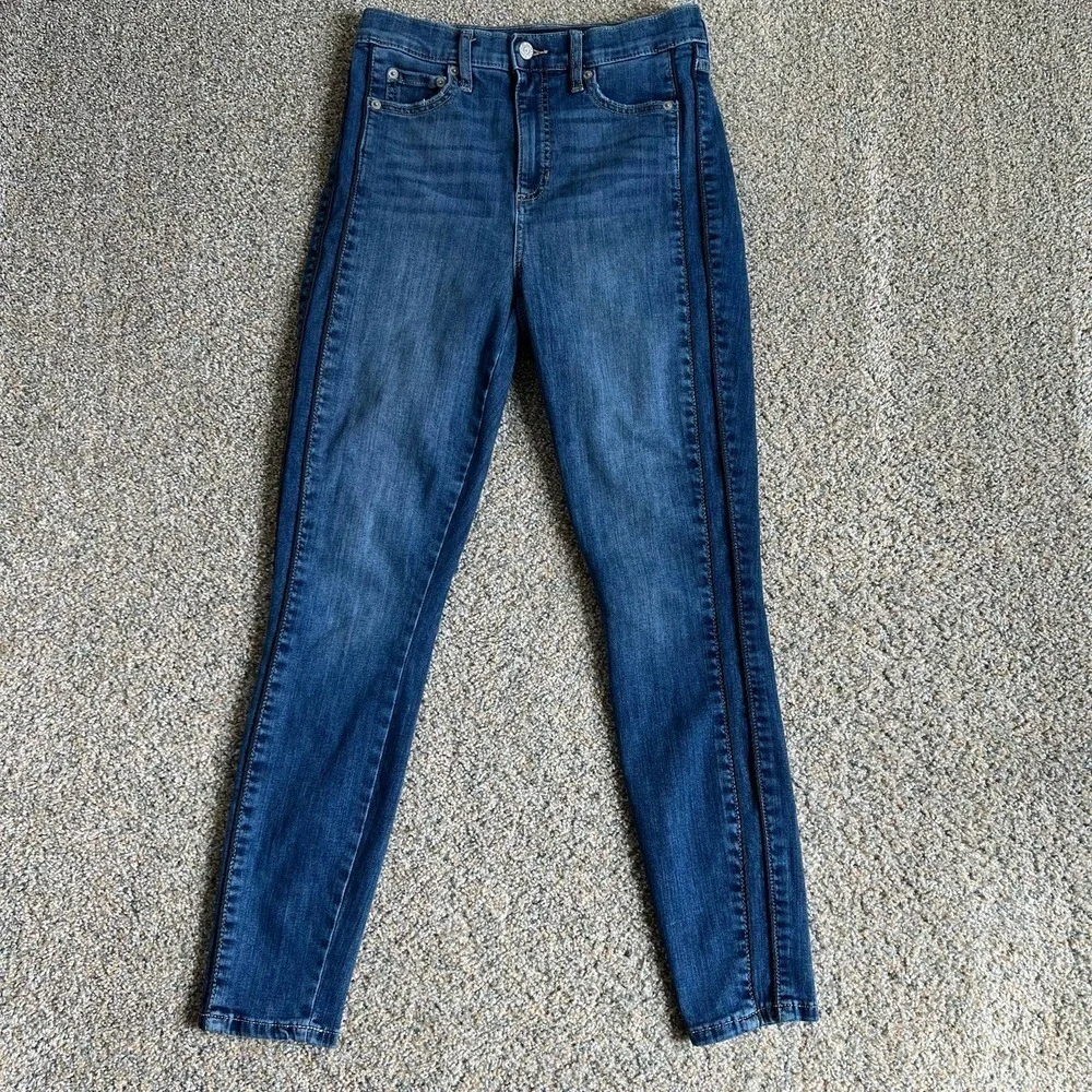 BANANA Republic Factory Curvy High Rise Skinny Jeans Side Stripe Women's 27/4 - Picture 2 of 7